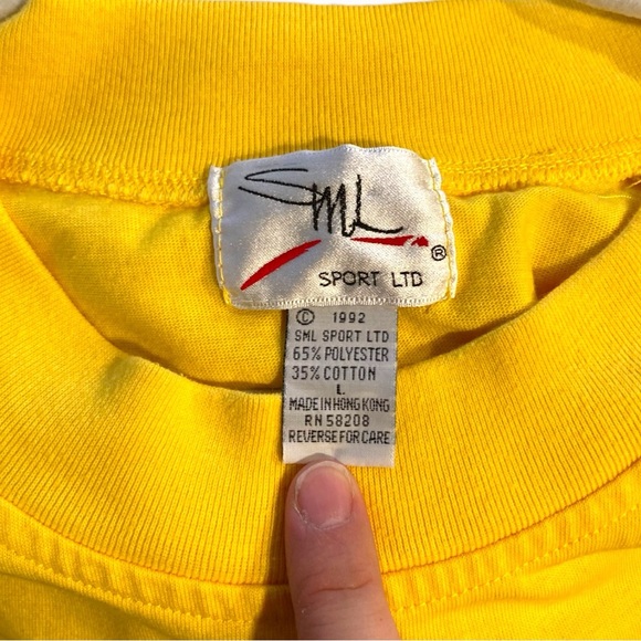 Vintage 90s SML Sport Yellow Tank Top Women’s Large Cotton Blend Activewear - Picture 12 of 17